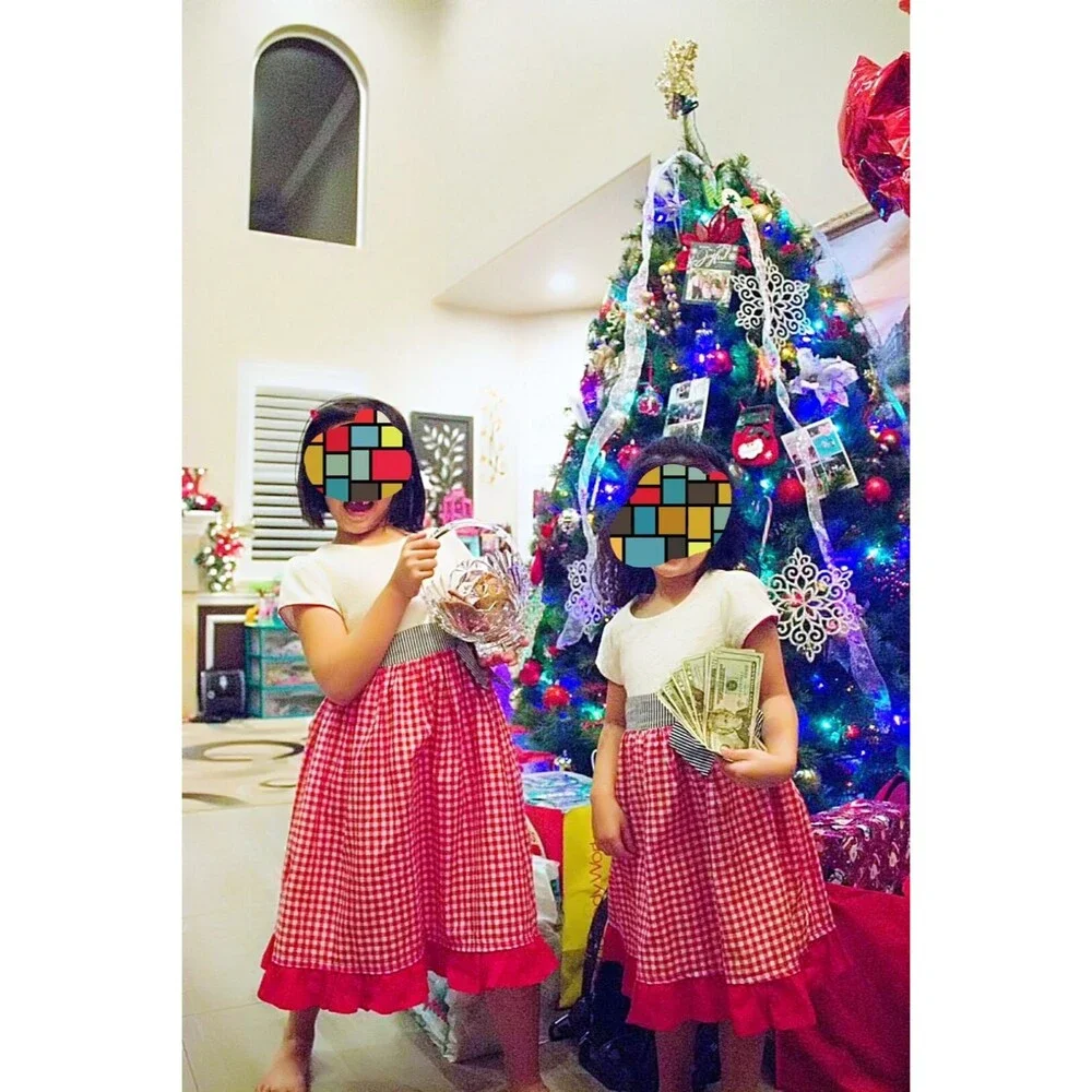 Donita christmas red white dress plaid 6